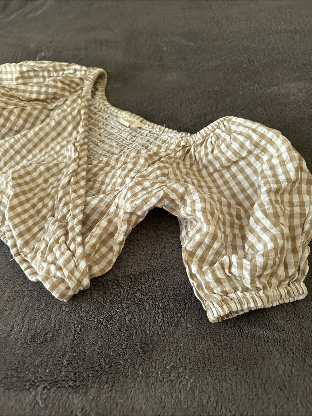 Beige Gingham Crop Top - Picture 3 of 3